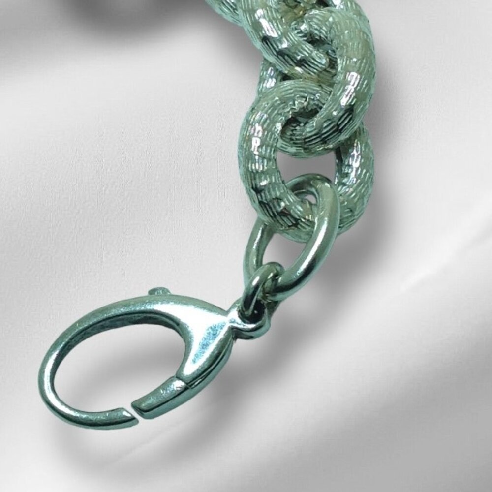 Sterling Silver Texture Cable Links Bracelet - image 2